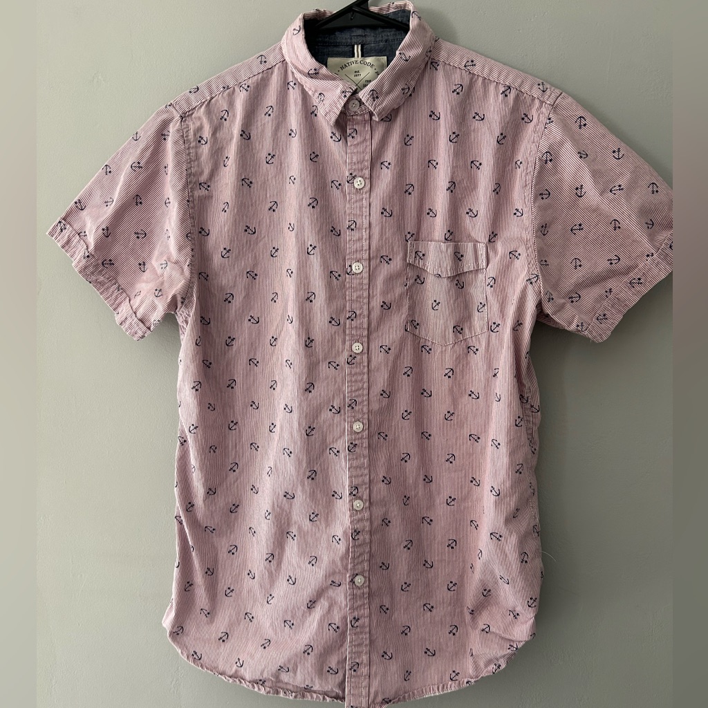 Native Code Anchor Short-Sleeve Button-Down